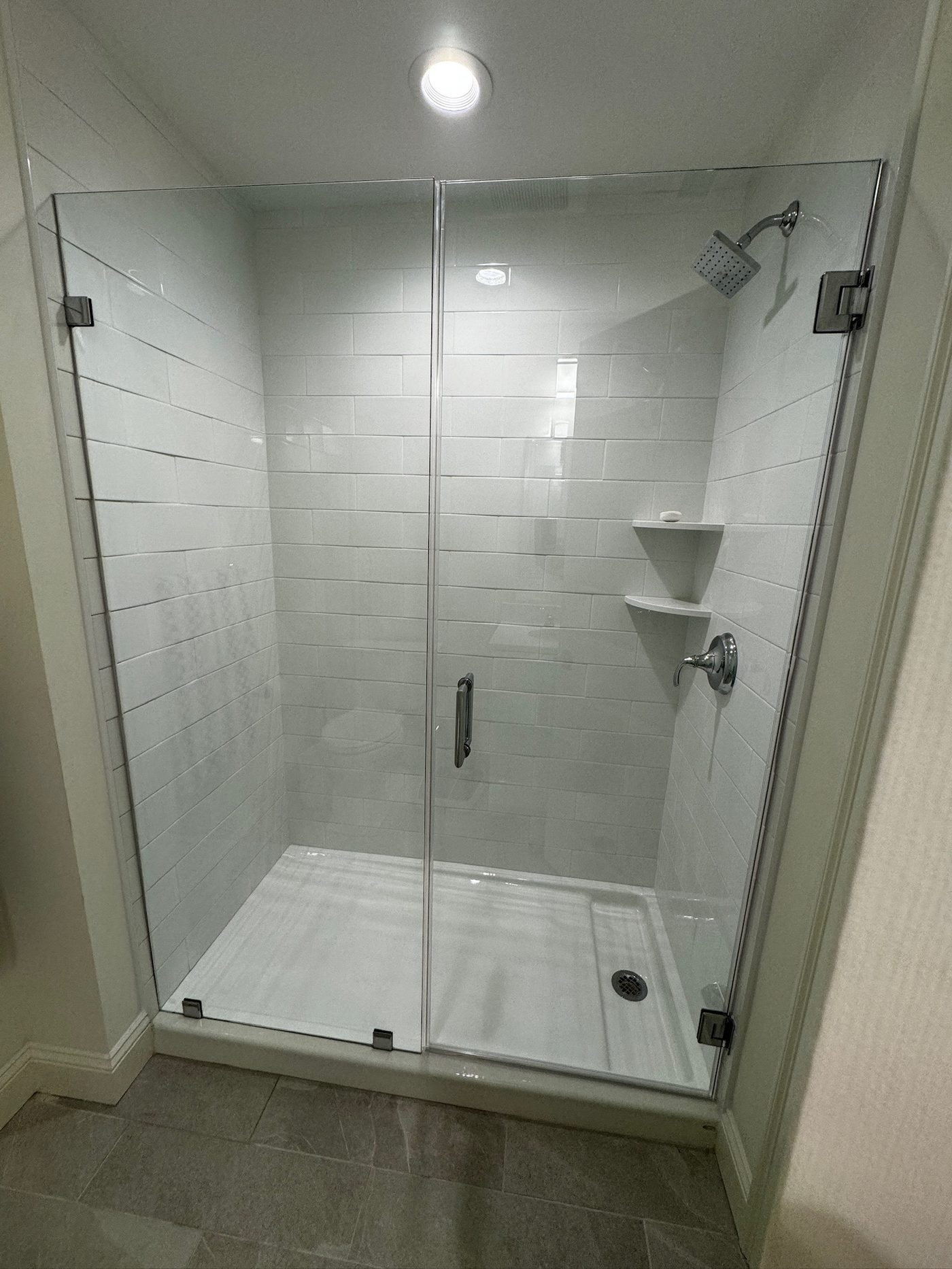 frameless shower door installation in Lexington MA — IDEAL Shower Doors